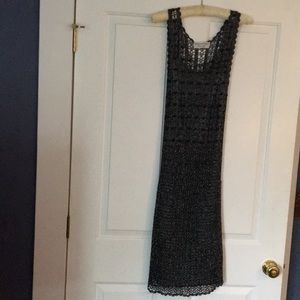 Crocheted black and silver beaded evening dress.